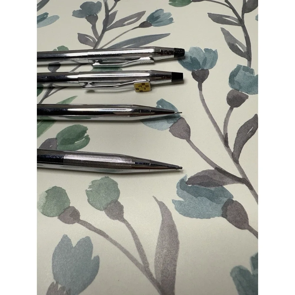 Lot of 4 Cross Pens Mechanical Pencils Chrome Scott Shaffer Engraved